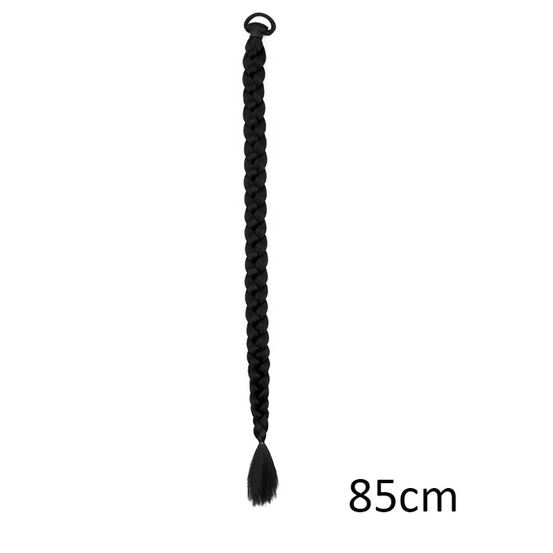 Long Synthetic Straight Braided Hair Extension Elastic Band Clip-in Hairpiece