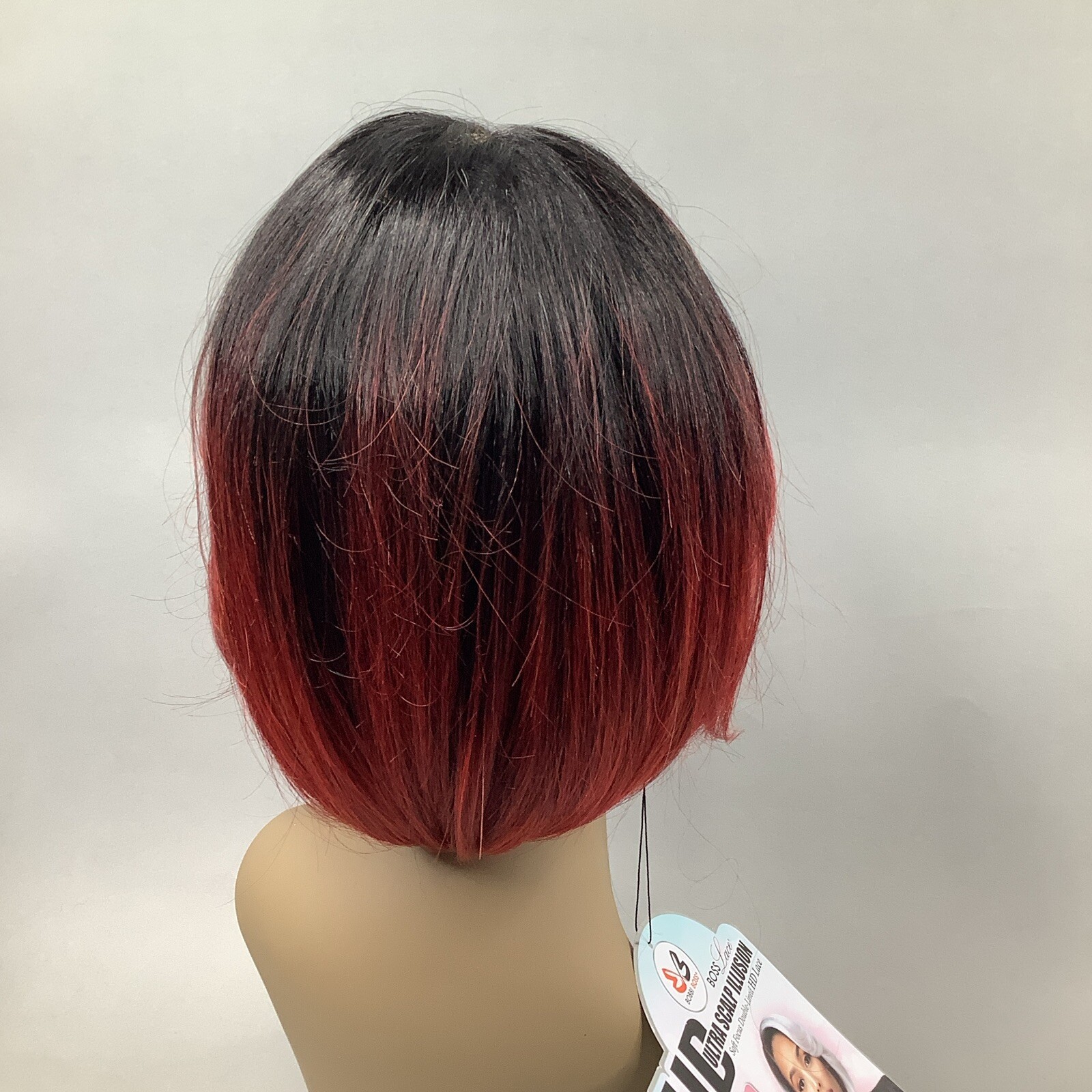Luna Wig TTL1B/RDBG Dark Root Red Curtain Bang Bob HD 13×5 Lace Front Synthetic