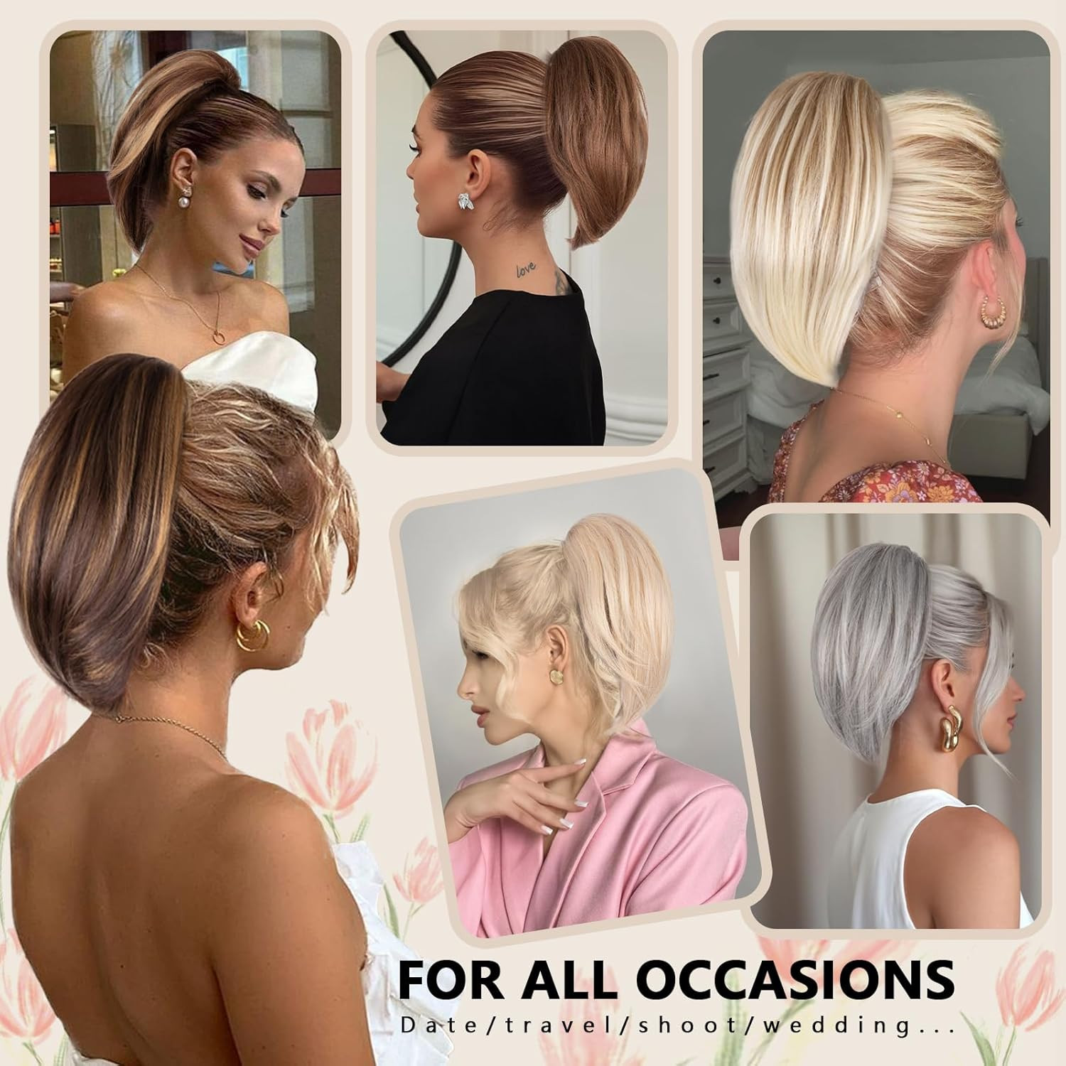 Clip on Ponytails for Women – 10 Inch Short Ponytail Extension, Straight Pony Ta