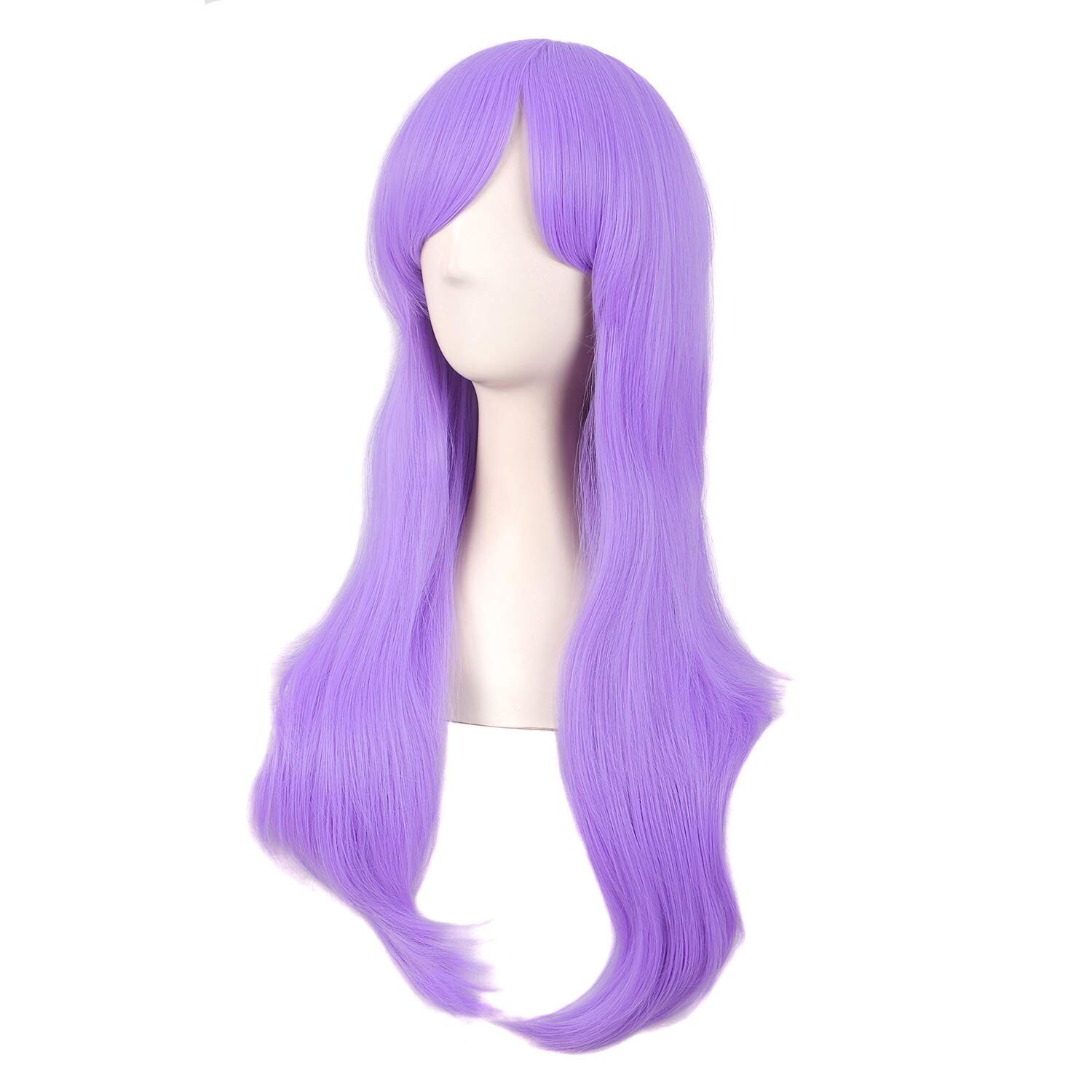 Light Purple 28″ 70cm Wig Side Bangs Long Curly Heat Resistant For Daily Party