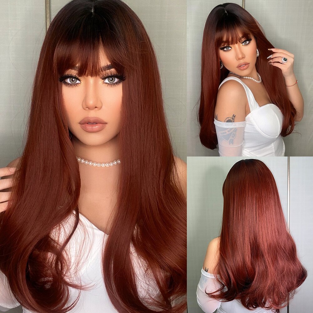 Synthetic Long Wavy Wig Ombre Platinum Brown Blonde White Wig Heat Resistant
