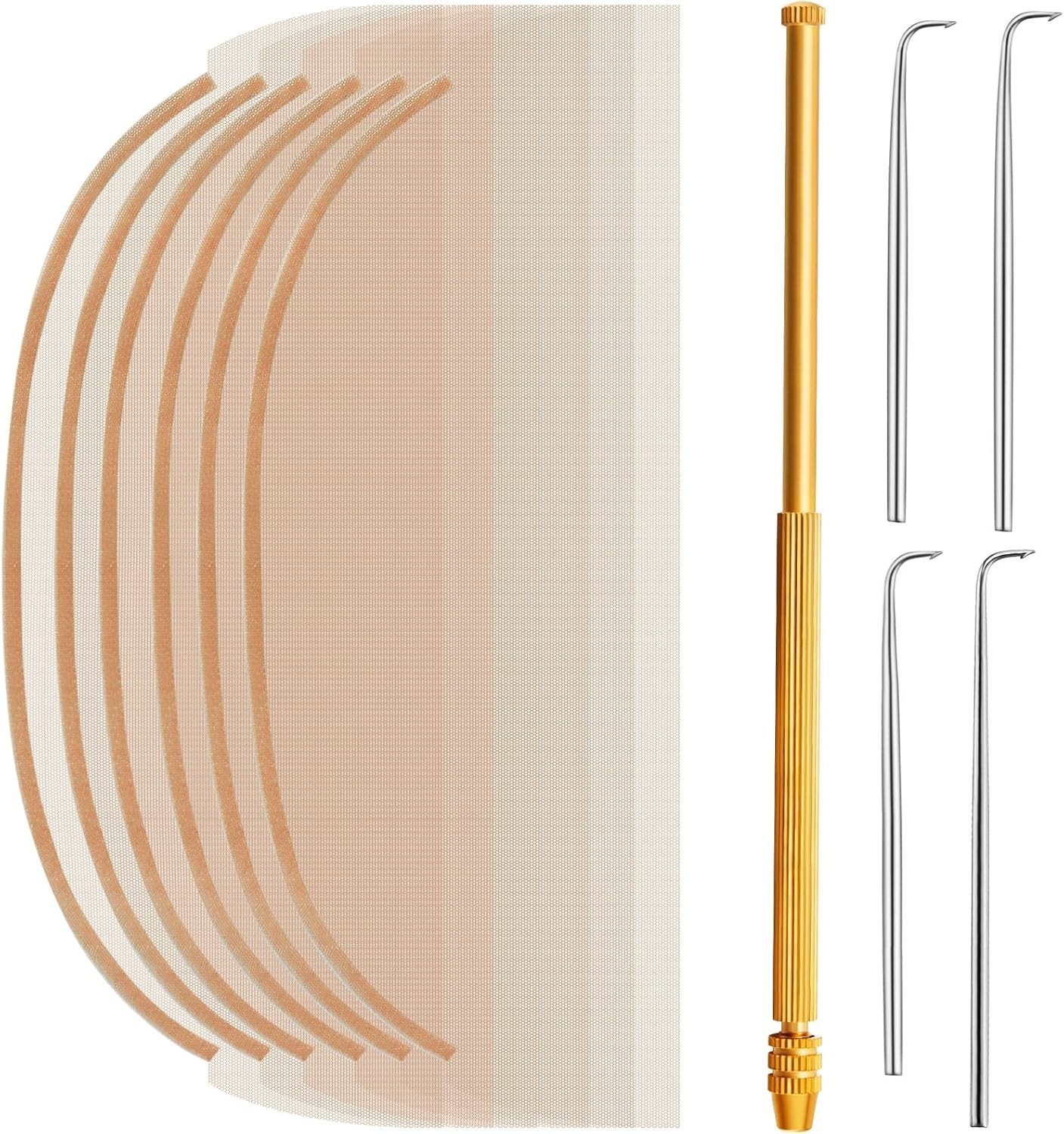 Beginner-Friendly Wig Kit with 6 Swiss Lace Nets and Needles