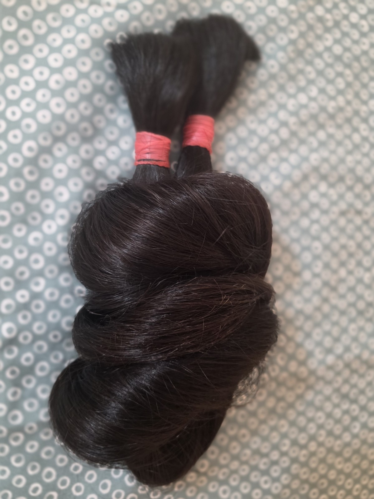 Black Human Hair Ponytail Bundles Straight Thick 40 in 244.2 grams 2pcs