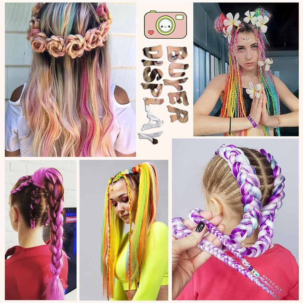 Rainbow Braiding Hair Extension 24 Inch 3 Packs Synthetic Jumbo Braid Hair