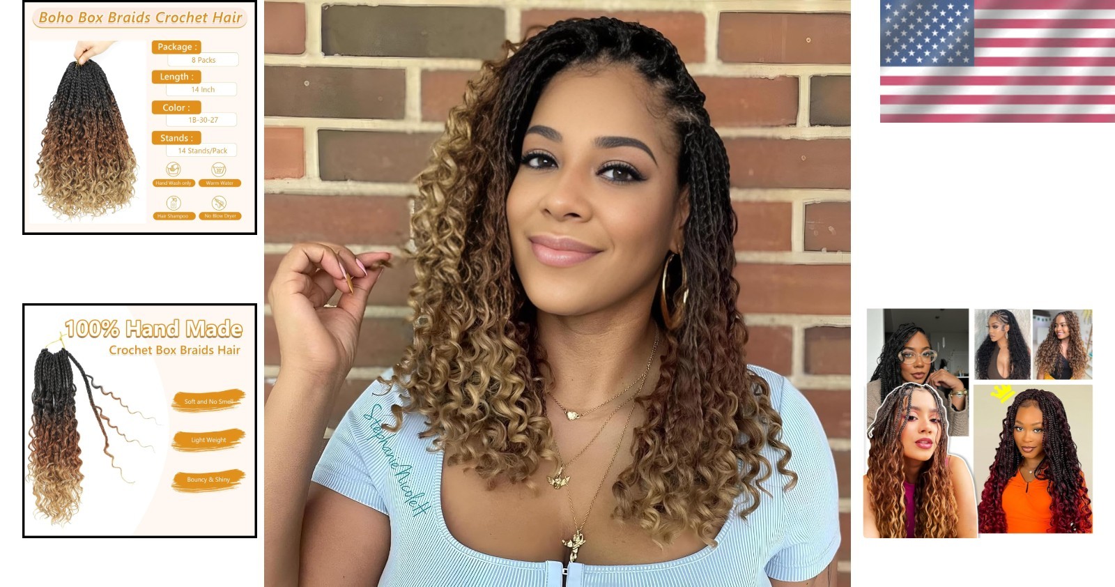 Goddess Box Braids Crochet Hair Set – 14 Inch Curly Ends