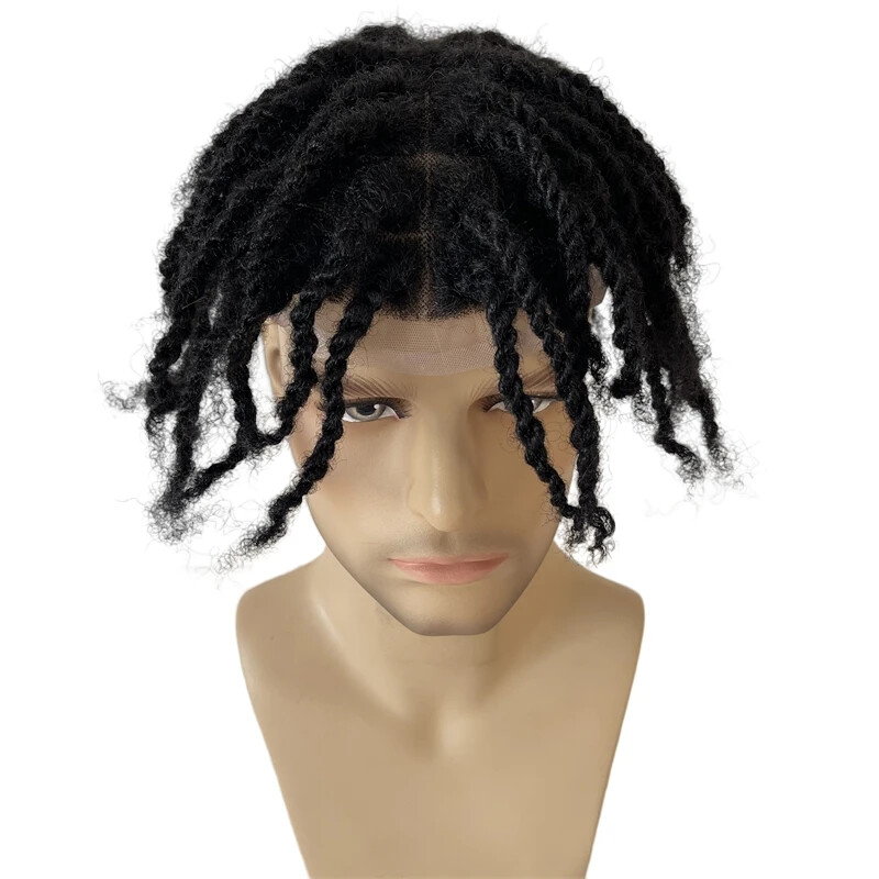Afro Twist Braids Toupee Full Lace Hair System for Black Men
