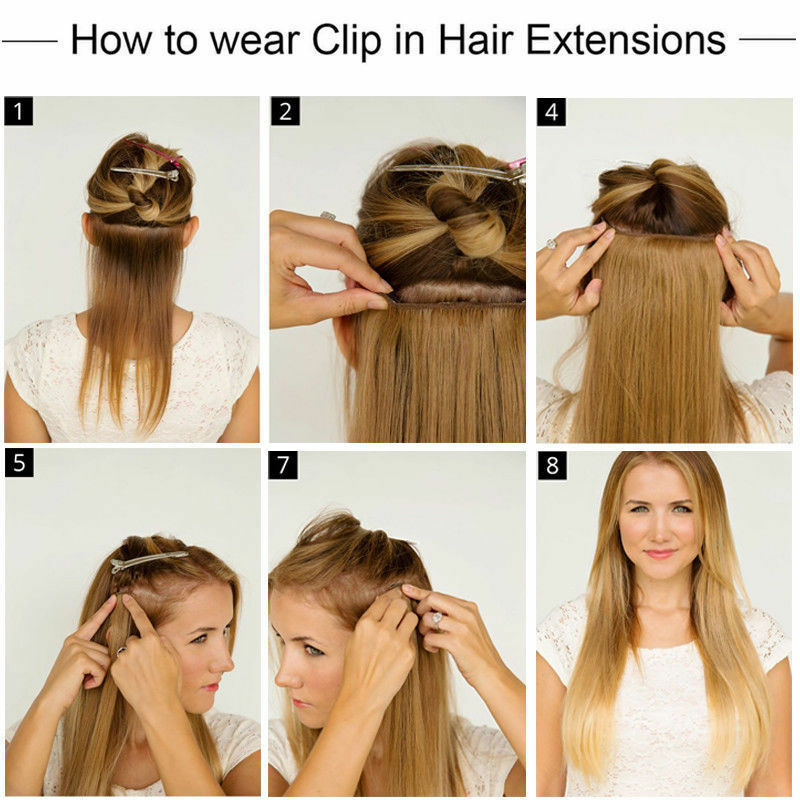 A+ Remy Human Hair Extensions Russian 8PCS Clip In 8″10″12″14″16″18″20″22″24″ US