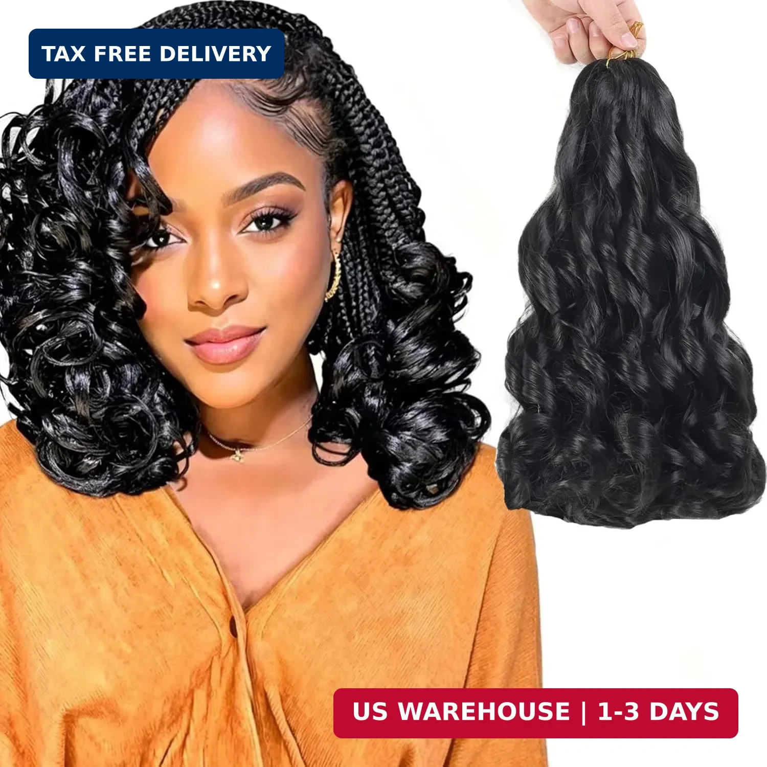 French Curl Braiding Hair 12 Inch Natural Black 8Packs Loose Wavy Spiral Curly B