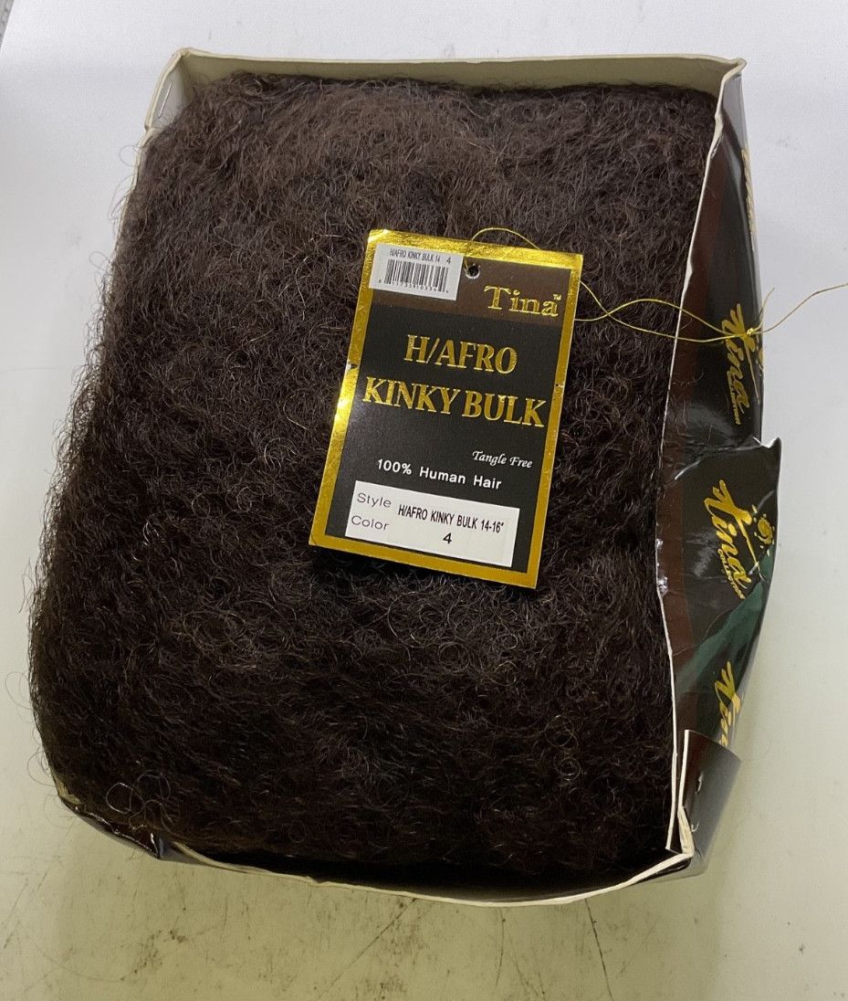 Tina 100% Human Hair Tangle Free H/Afro Kinky Bulk 14-16″ Color: 4