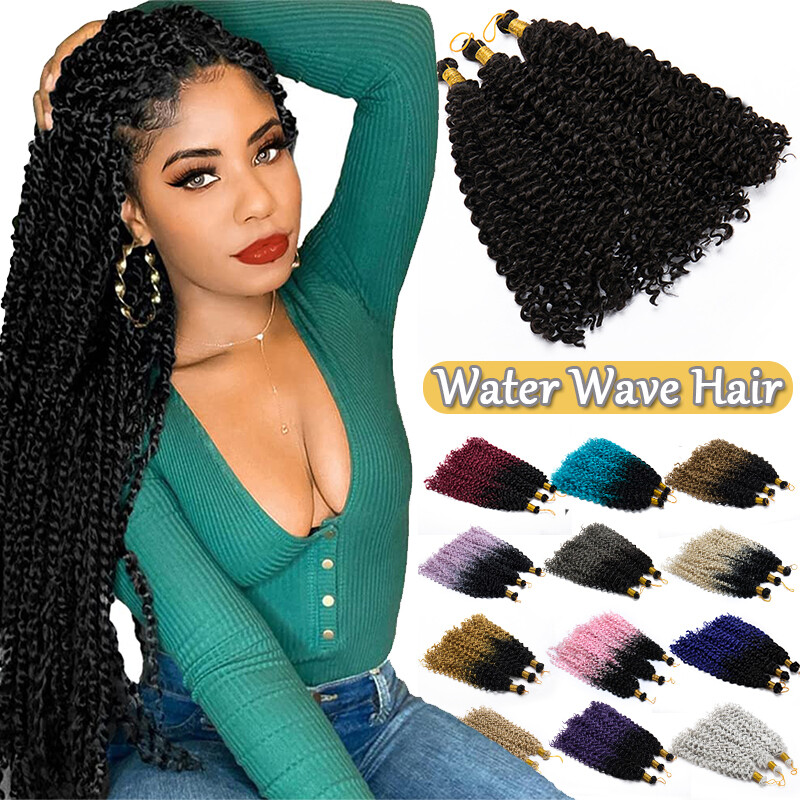 Women Water Wave Crochet Braids Soft Deep Curly as Human Hair Extensions Natural