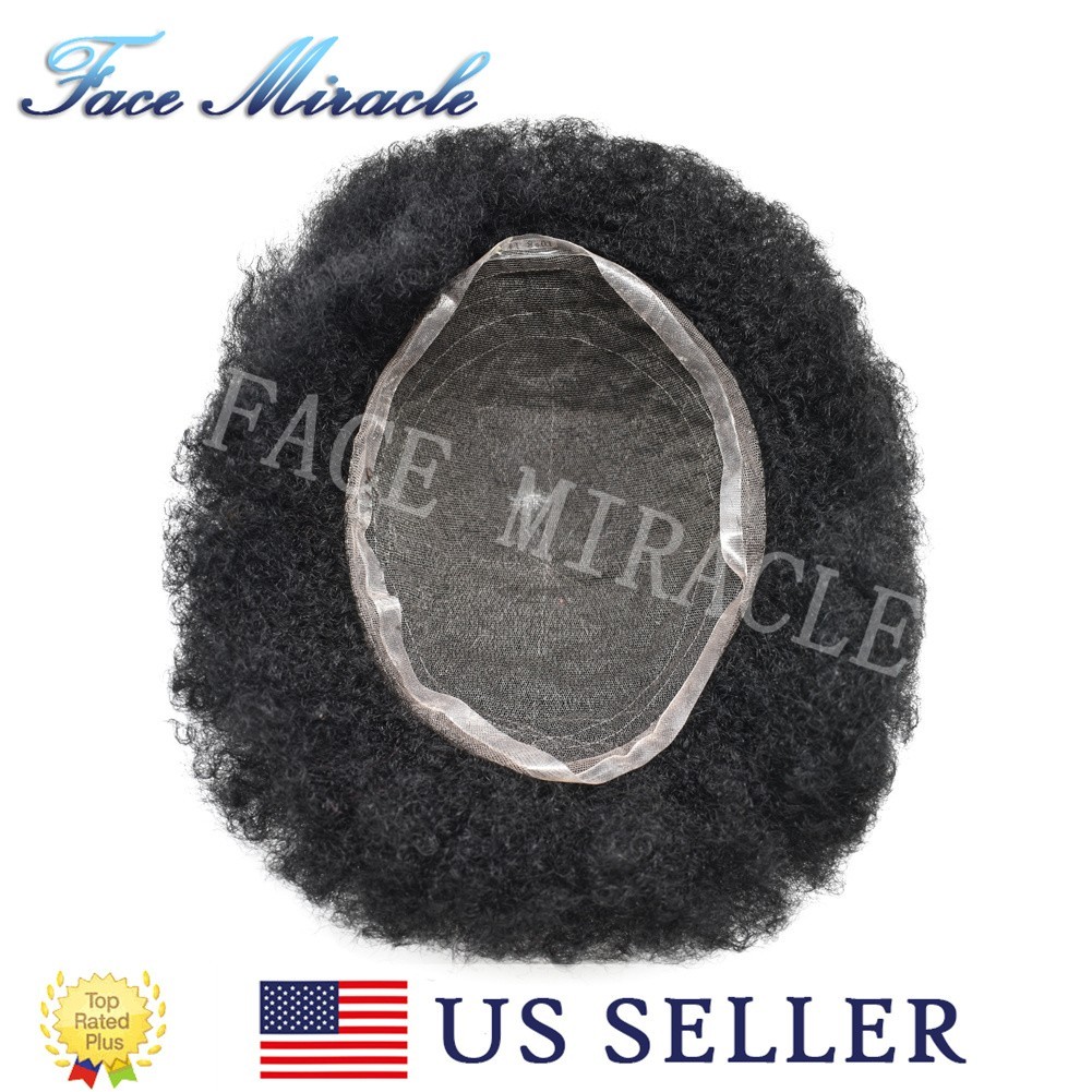 French Lace Men’s Human Hair Piece Afro Toupee for Black Men Kinky Curly Men Wig