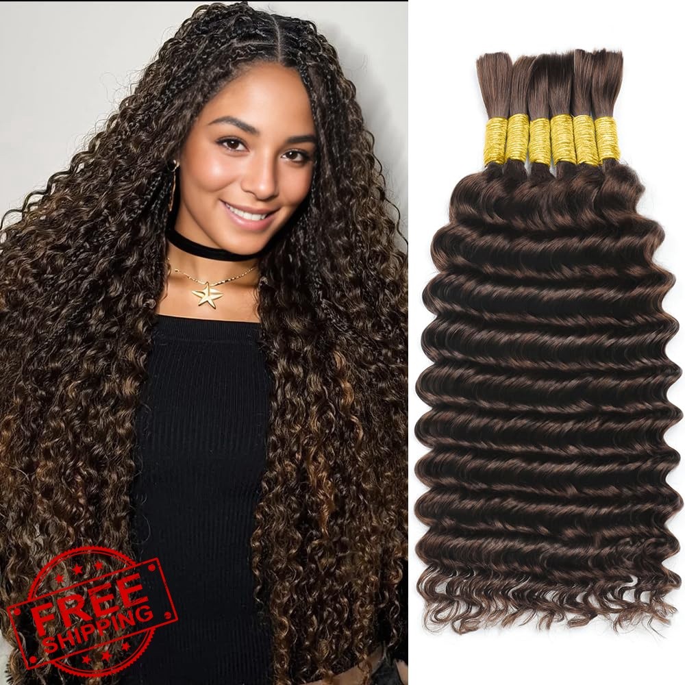 LEISWISS 16″ 2# Deep Wave Braiding Hair 6 Bundles