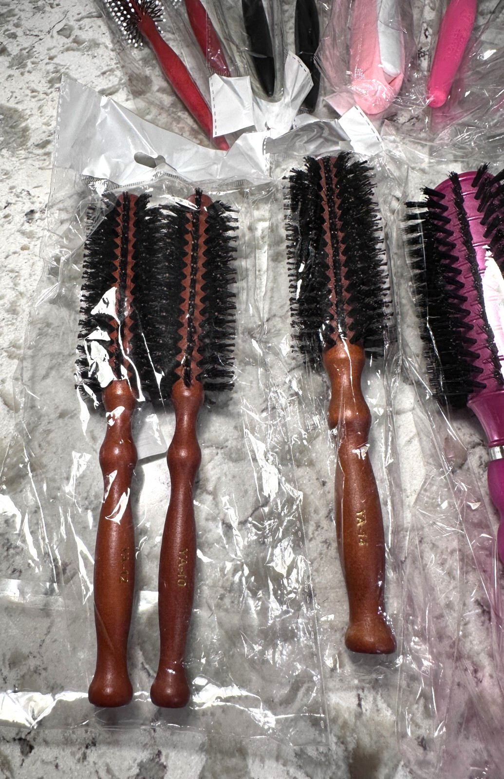 Lot of 14 Round Hairbrushes 1.25-3in diameter 7 Bore Bristle New in Packages