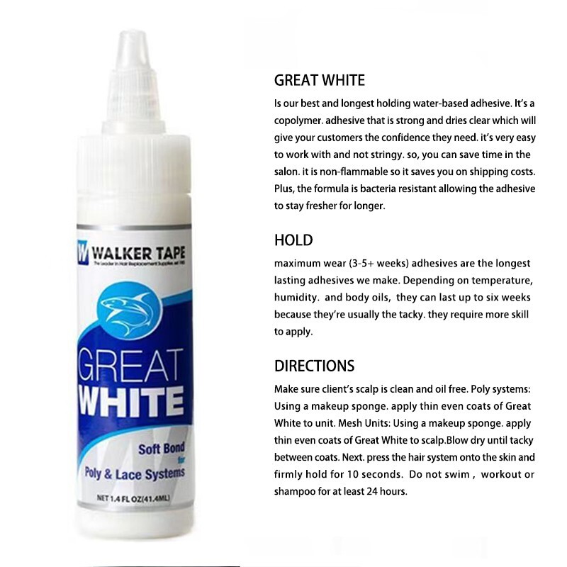 Walker Tape Great White 1.4oz Glue Soft Bond Adhesive Mens Toupee Poly Lace Wig