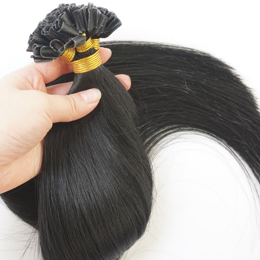 Remy 100%Human Hair Keratin Nail U-Tip Double Drawn Italy Glue Pre Bonded 100g