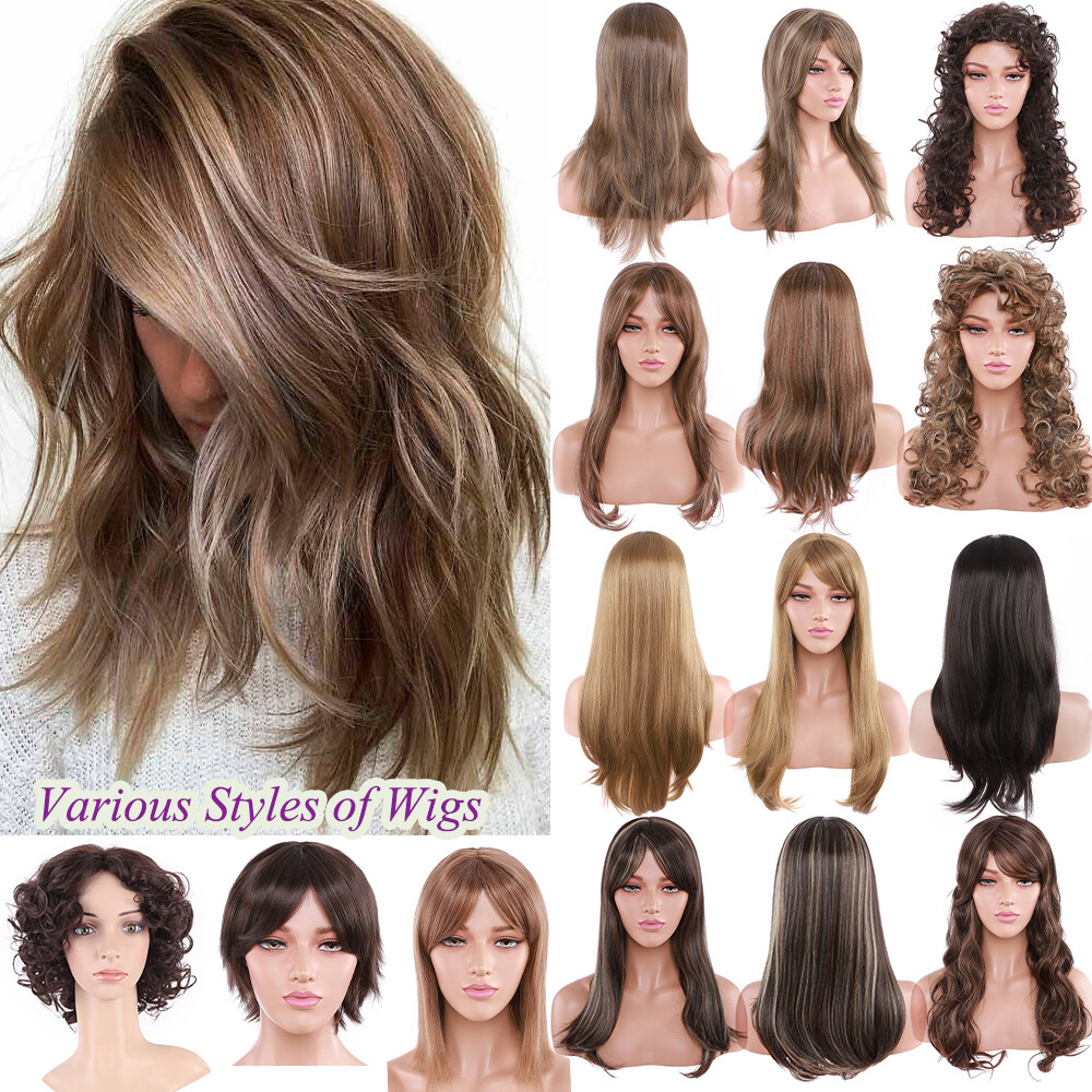 Women Girls Wigs Fashion Daily Party Cosplay Curly Straight Wavy Hair Wigs Hair