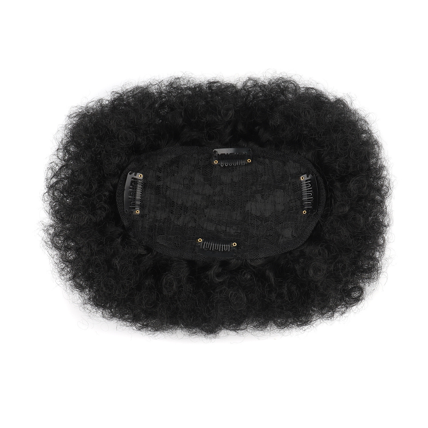Short Afro Curly Hair Toupee for Men Human Hair Black Replacement Hairpiece