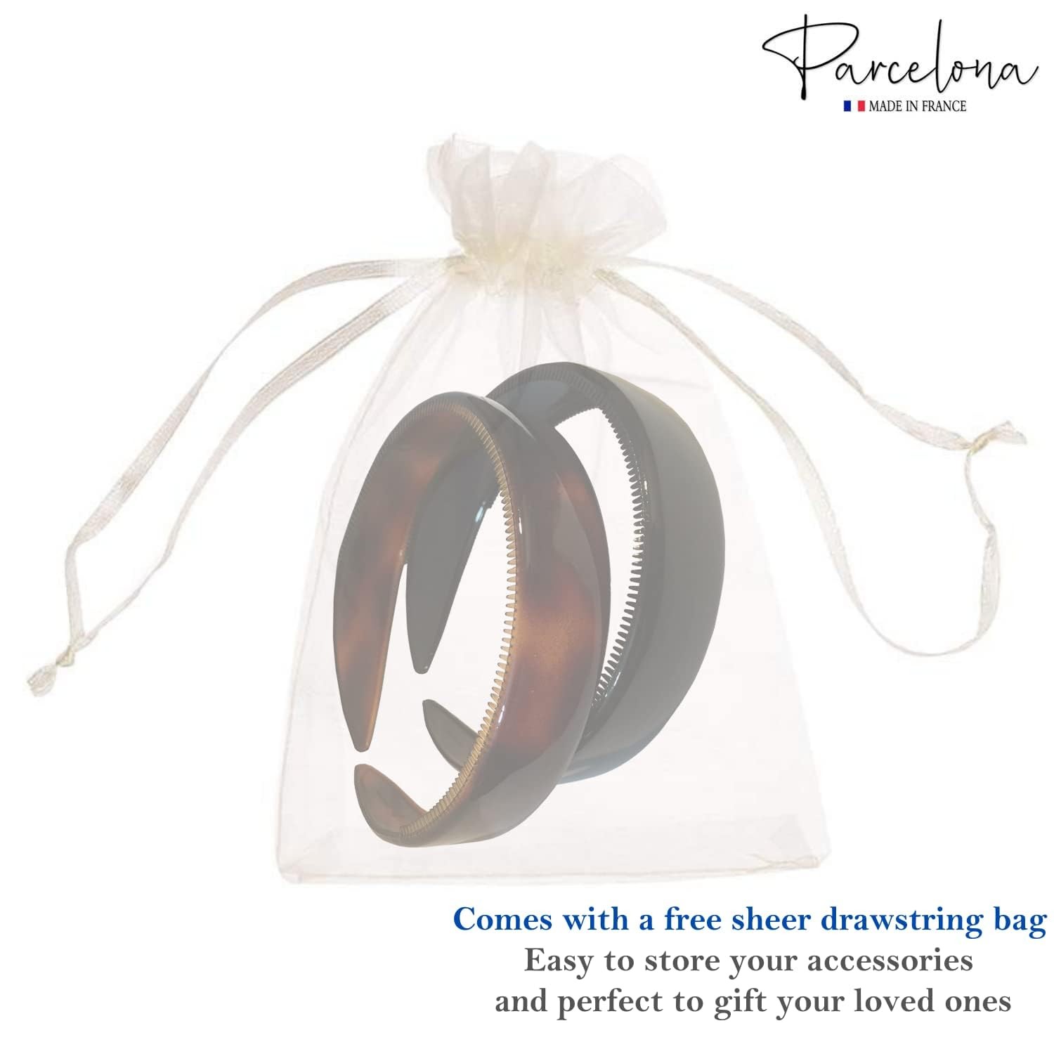 Parcelona French (Set of 2) Wide 1 Inch 1 Count (Pack 2), Black and Brown