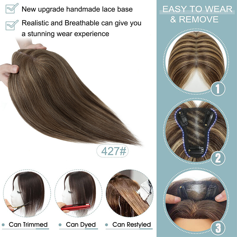 THICK MONO Top Pieces Toupee LACE 100% Remy Human Hair Toppers Silk Base