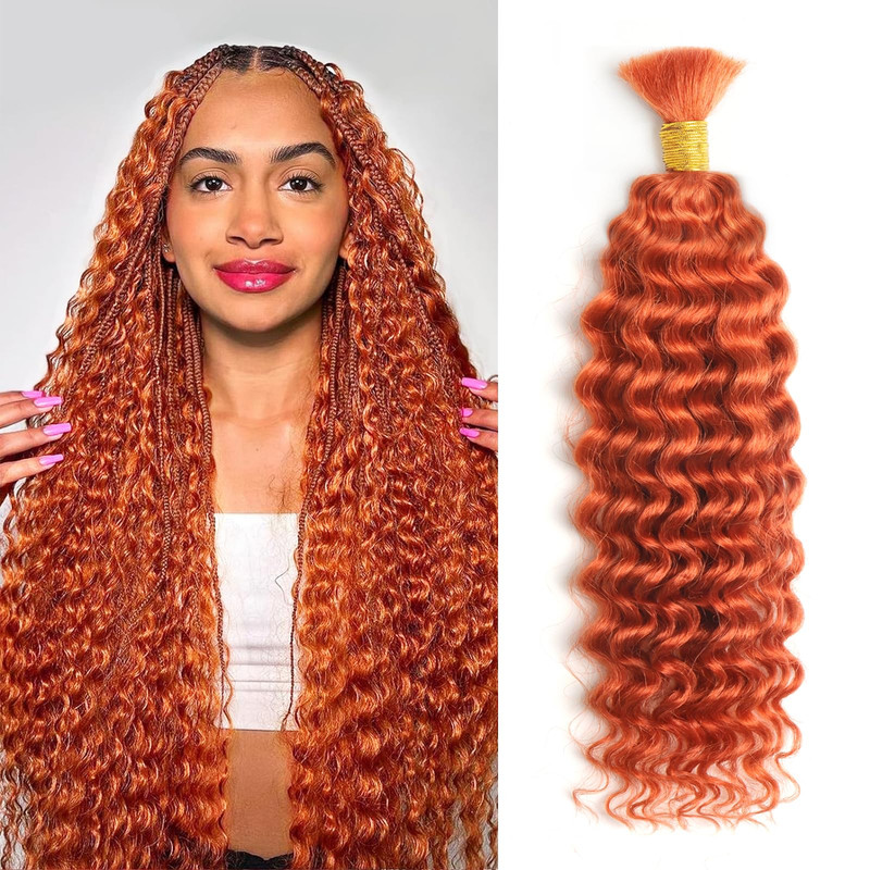 Alaleibaby Human Braiding Hair 1 Bundle 50G 14 Inch Deep Wave Bulk Human Hair