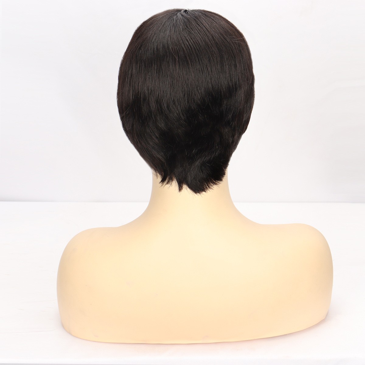 Natural Color Short Human Hair Wig With Bangs Full Head Wig for Daily Use