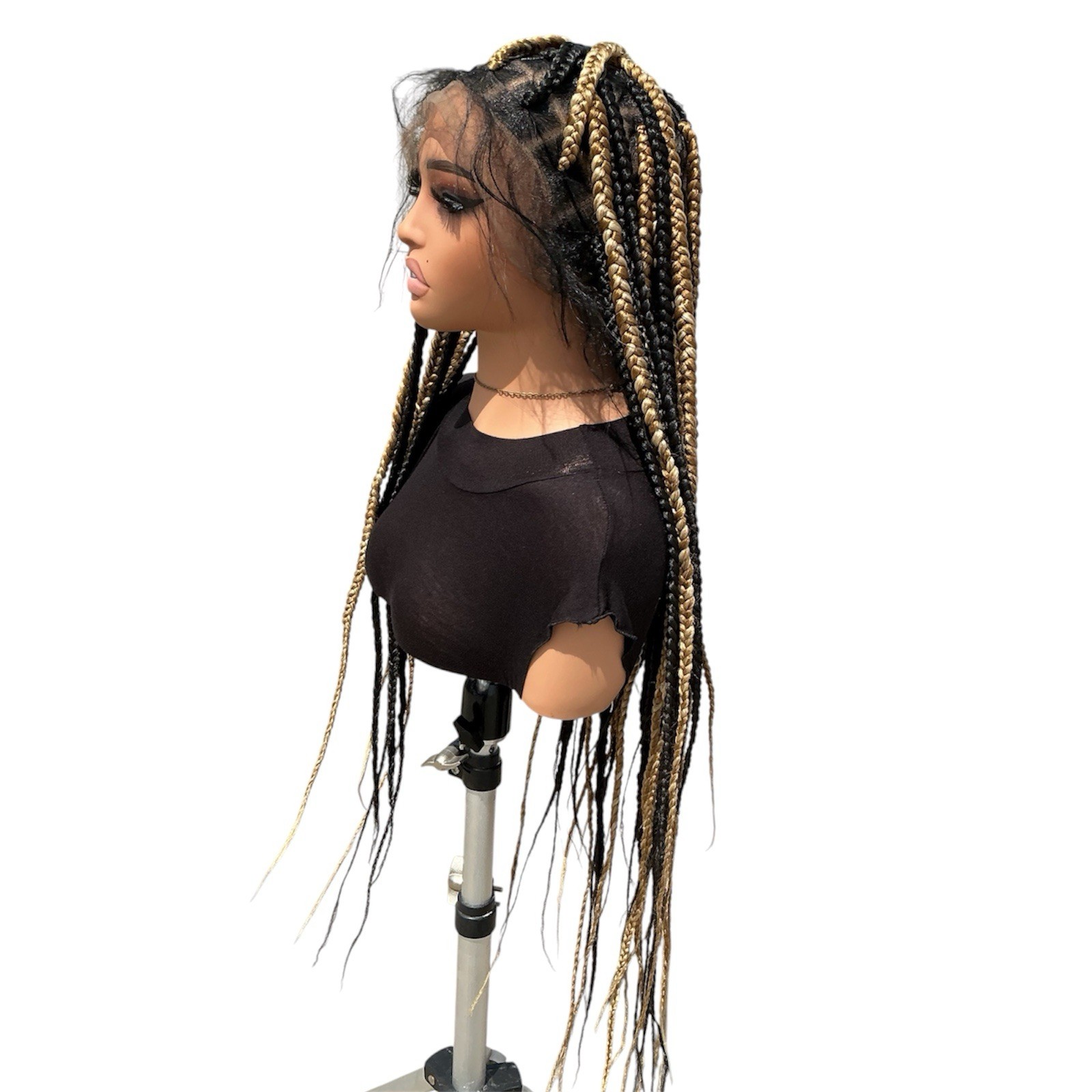 Women’s Synthetic Braided Lace Front Wig Free-Part Black/Blonde 13×4