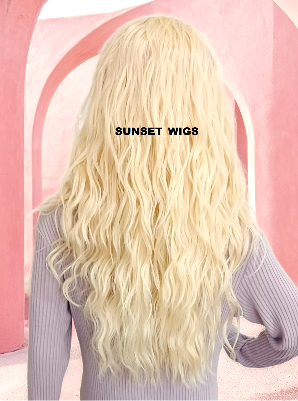360 FREE PART HUMAN HAIR BLEND LACE FRONT WIG LONG WAVY PLATINUM BLONDE #613A