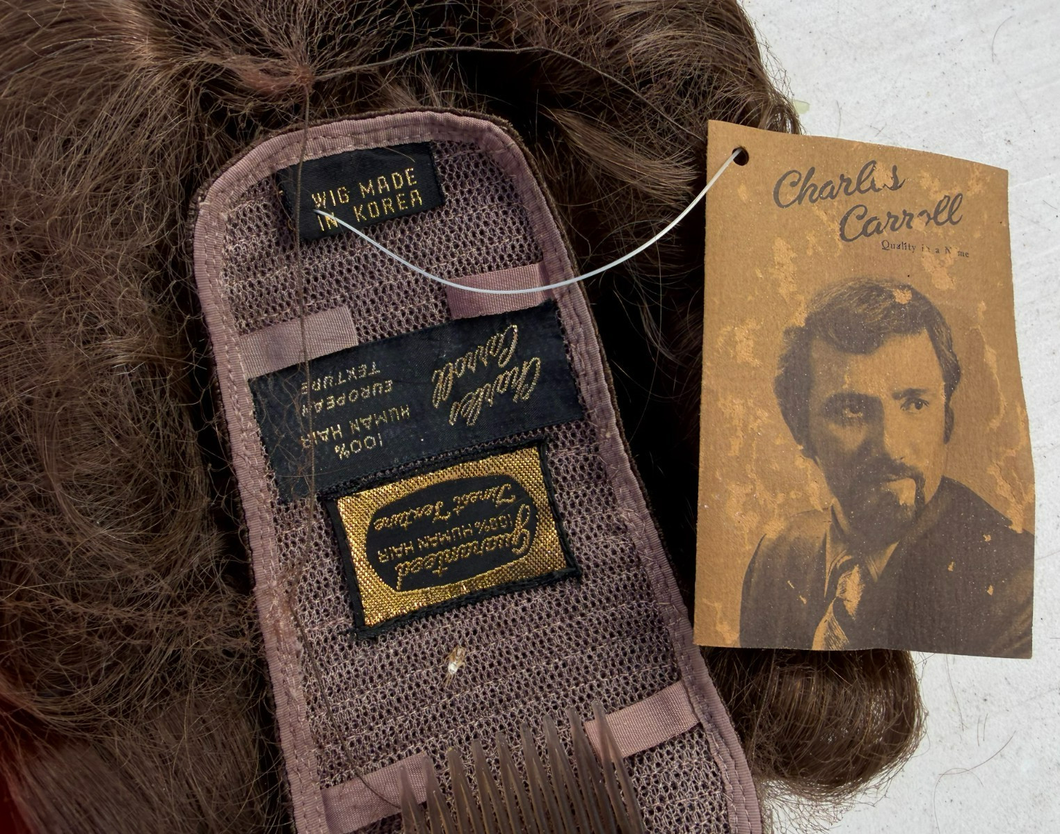 Charles Carroll 100% Human Hair-European Texture Brown w/ Comb NWT in Box
