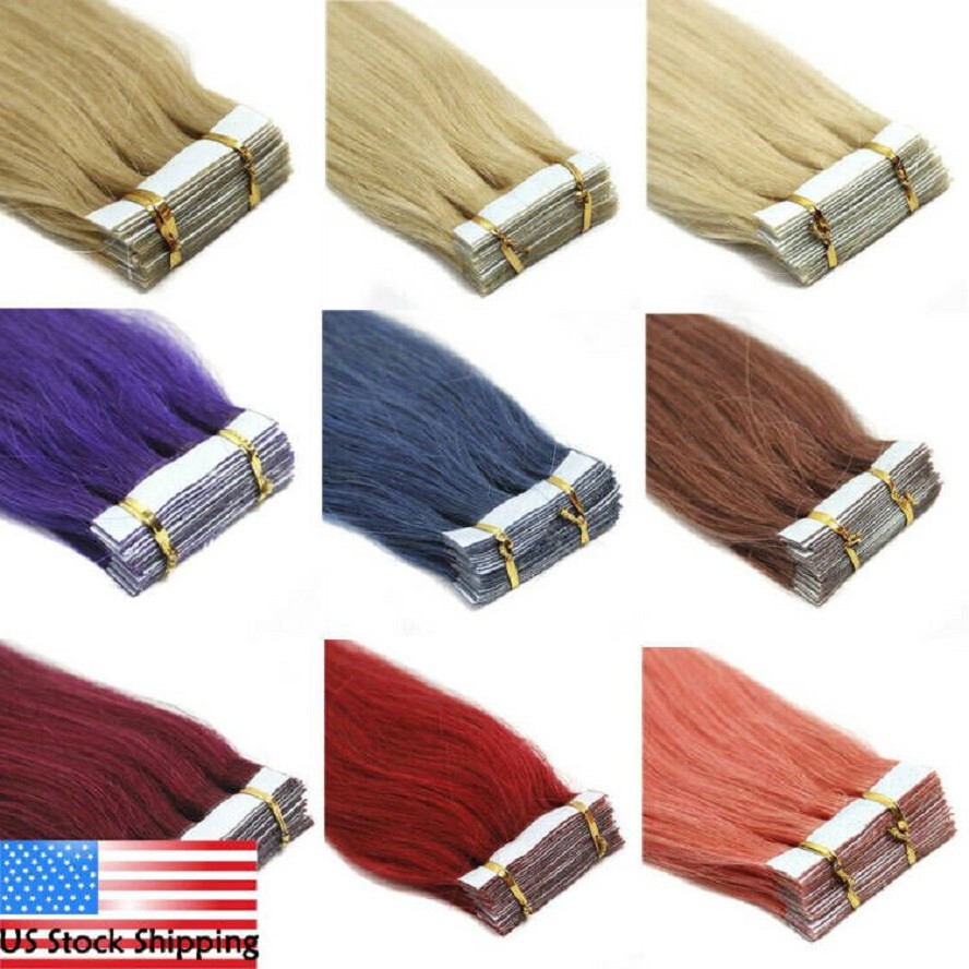 Tape In Hair Extensions Real Human Hair Skin Wefts Remy Cuticle European Hair12A