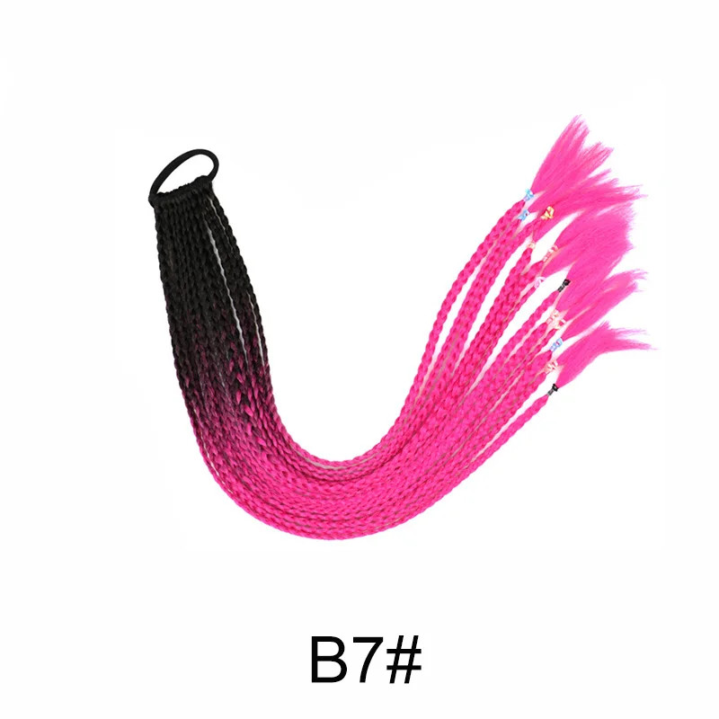 Gradient Colored Braided Ponytail Extension Elastic Rubber Band for Women Girls