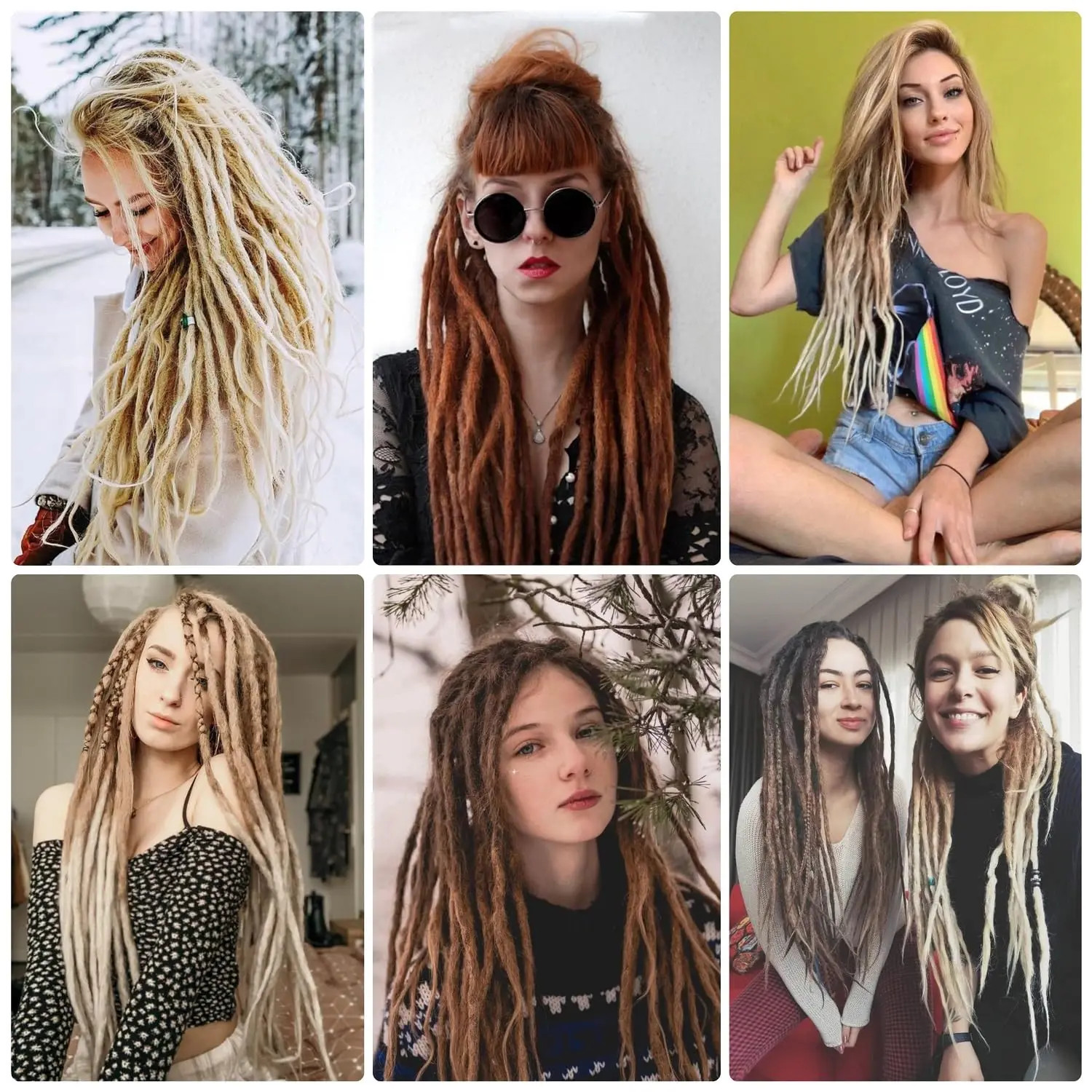 Single End Dreadlocs Braids Hair Extensions 3 In 1 Mixed Hippie Style for Women