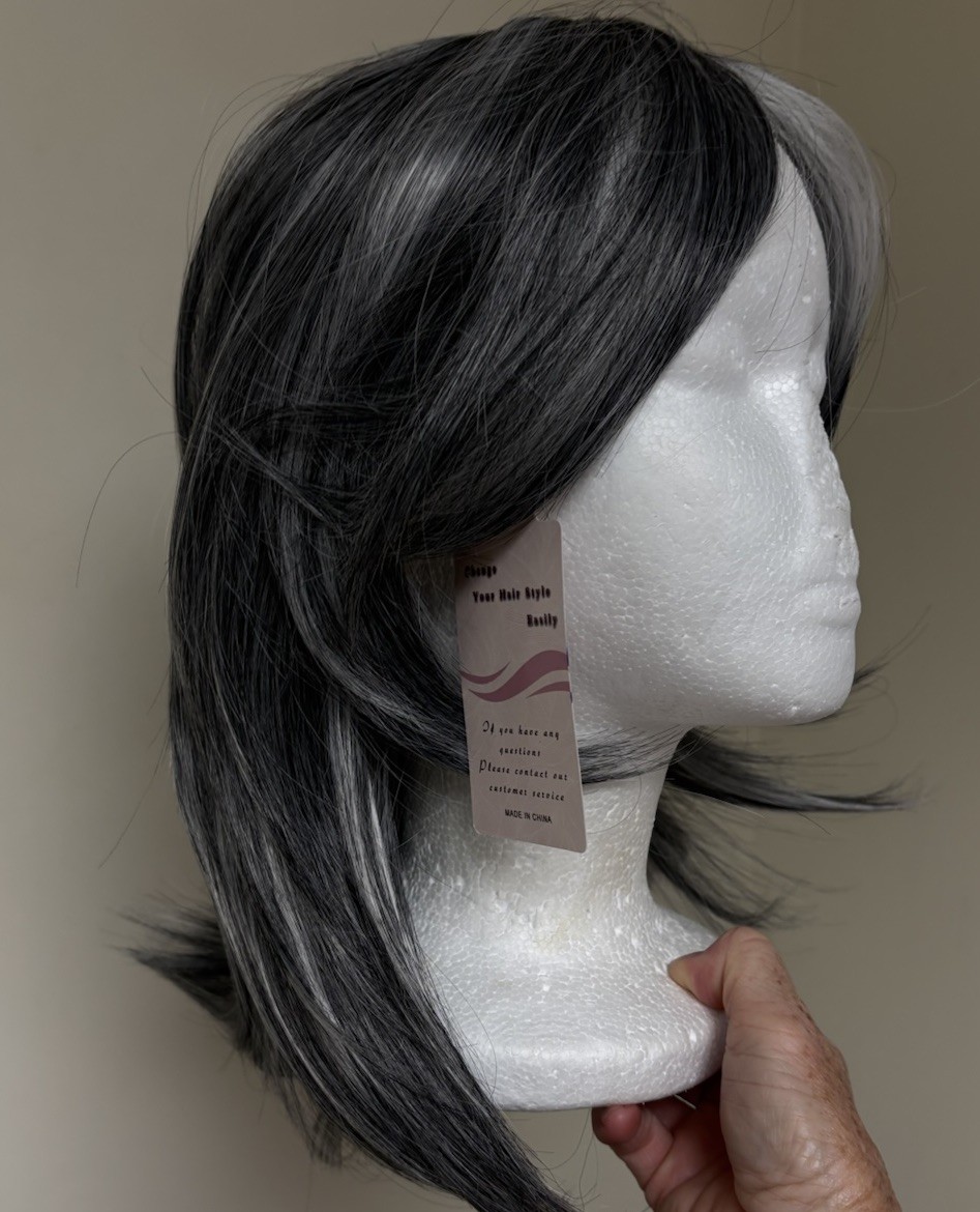 Fashion Wigs Salt & Pepper Gray Bob Style Synthetic Hair 14” NEW