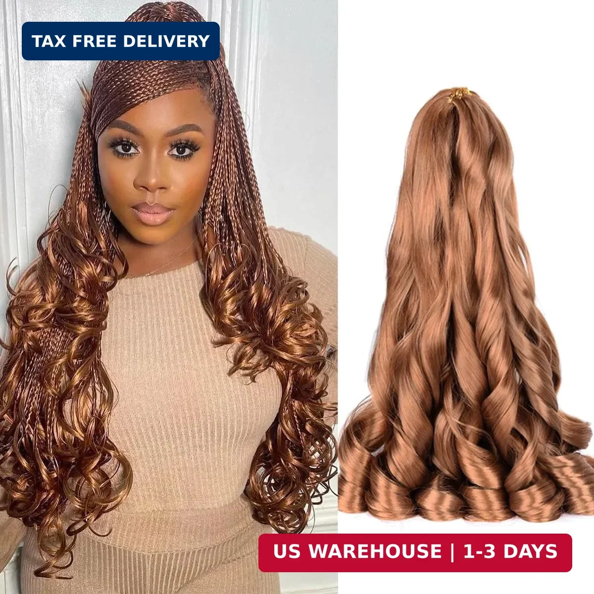 French Curl Braiding Hair 8packs Loose Wavy 30# Pre Stretched Synthetic Spiral C