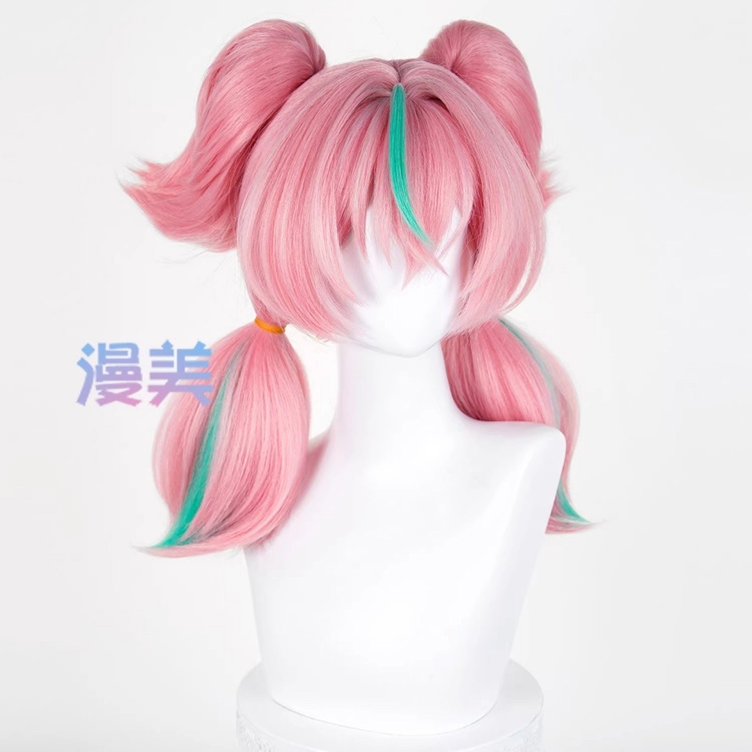Zenless Zone Zero ZZZ Aria Pink Wig 50cm Ponytail Hairpiece Cosplay Prop Hairnet