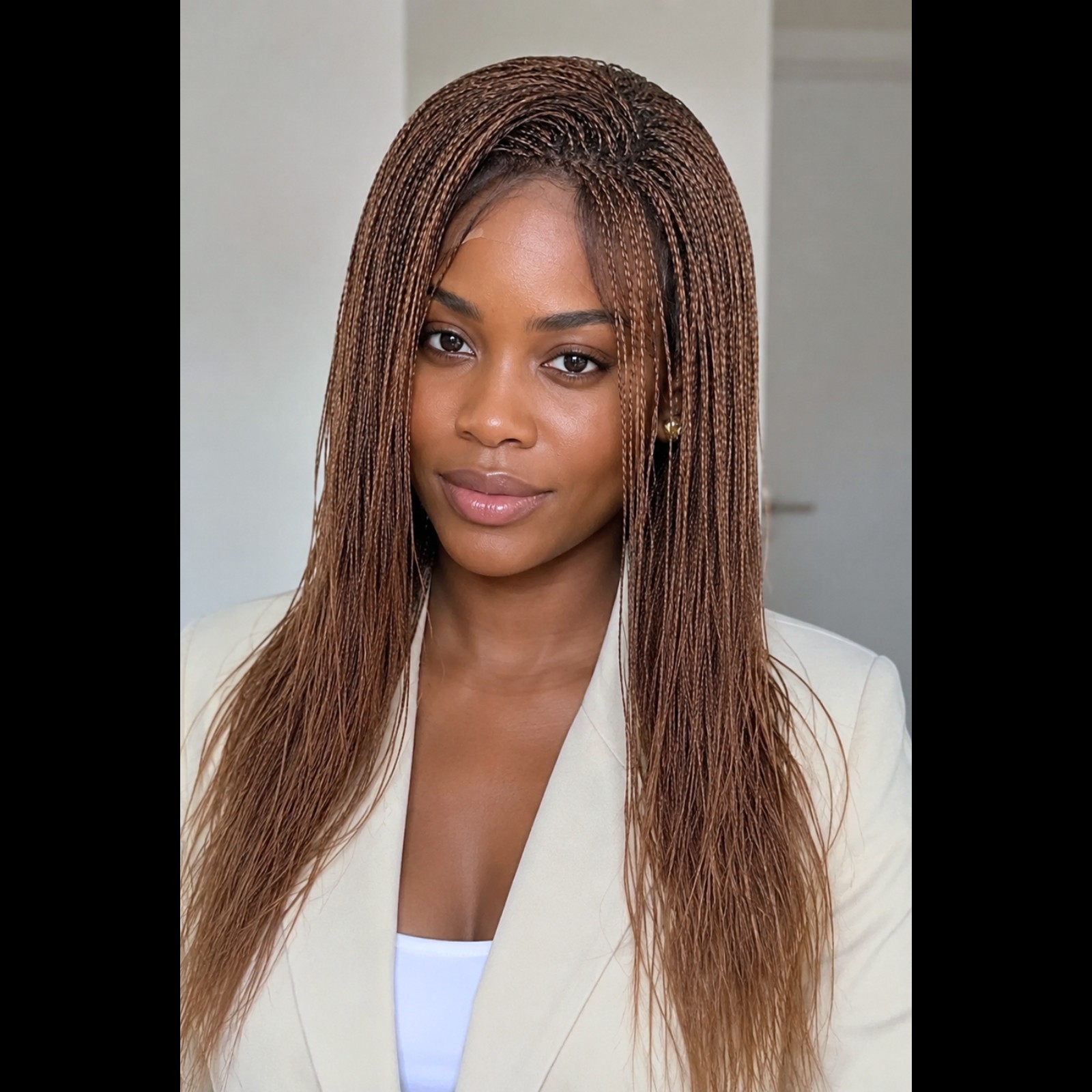 Braided Wig Full Lace Glueless Micro Braids 16” Auburn Ombre Handmade NWT Short