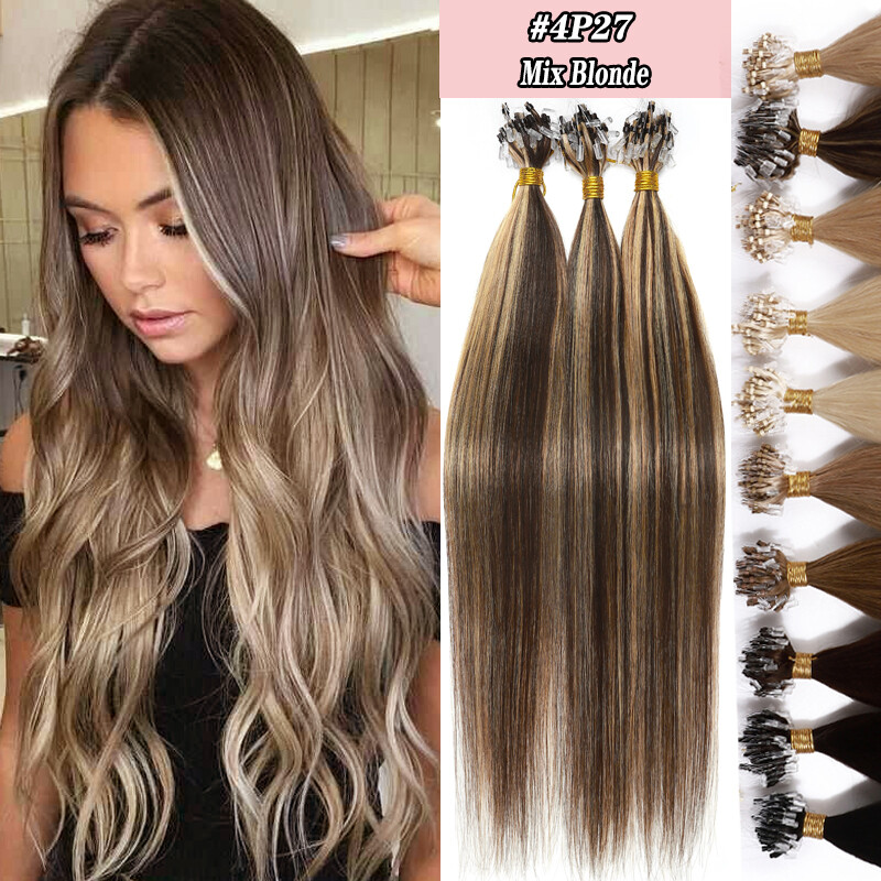 THICK 200PCS=100G Micro Loop Ring Remy Human Hair Extensions Beads Tip Highlight