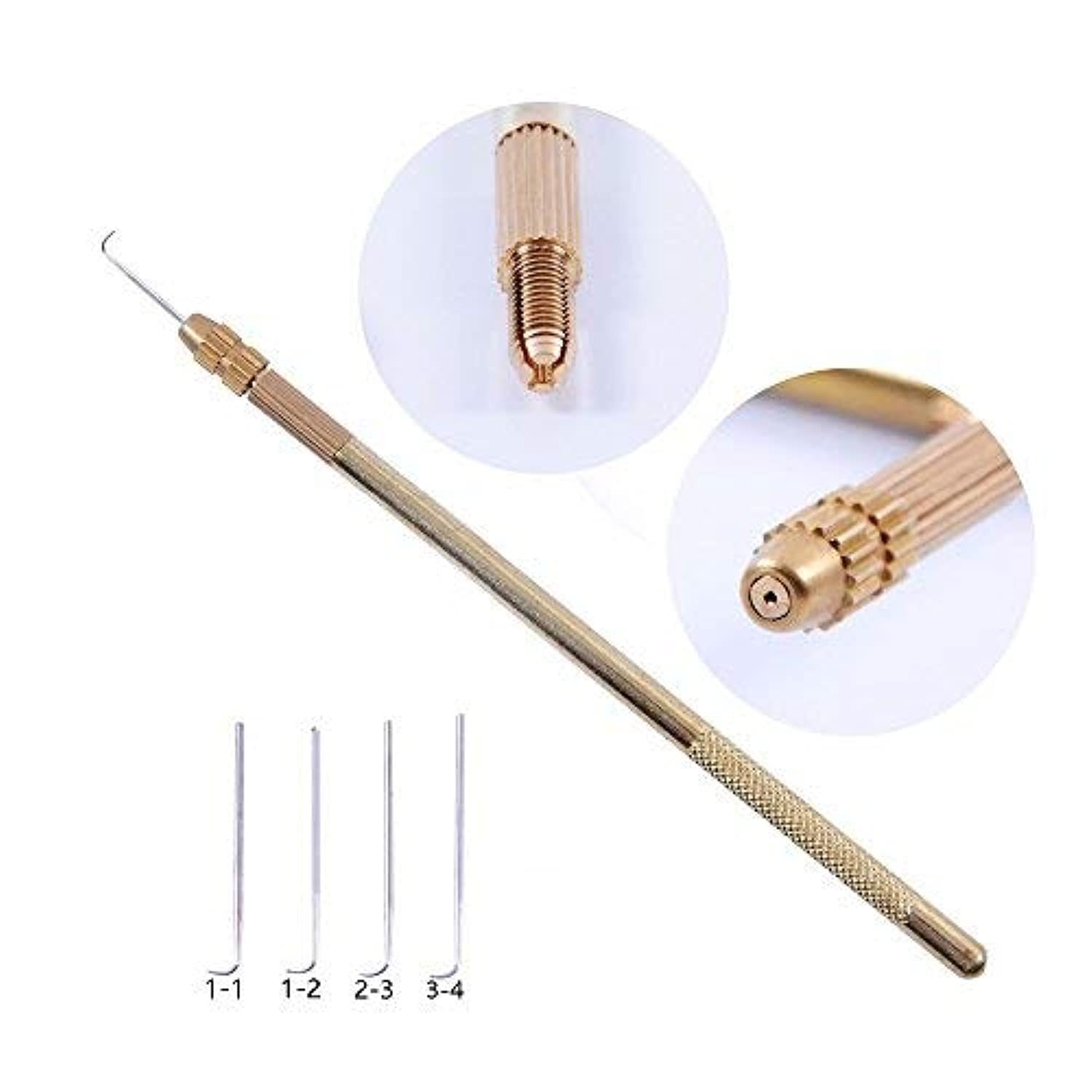 4 Pcs Ventilating Needles +1 Brass Holder for 5 Piece Set,