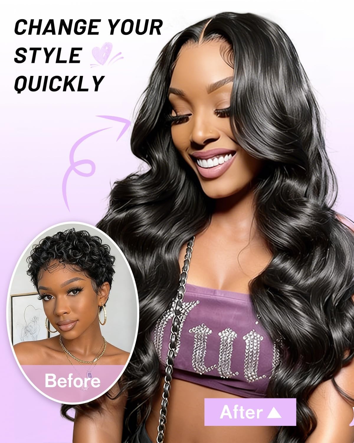 V Part Human Hair Wig Body Wave 180% Density Clip-In Half Wig for Black Women 22