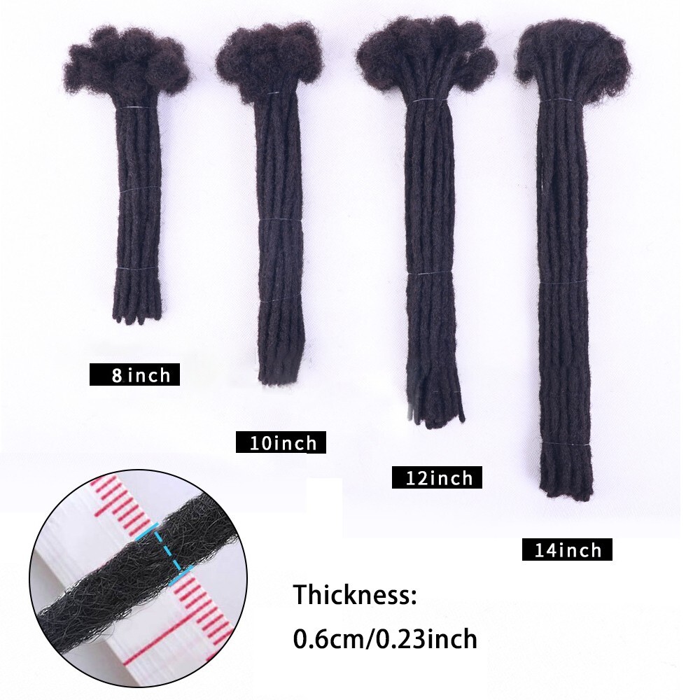 Colorful 100% Human Hair Dreadlocks Extension Permanent Locs Reggae Dreads 0.6cm