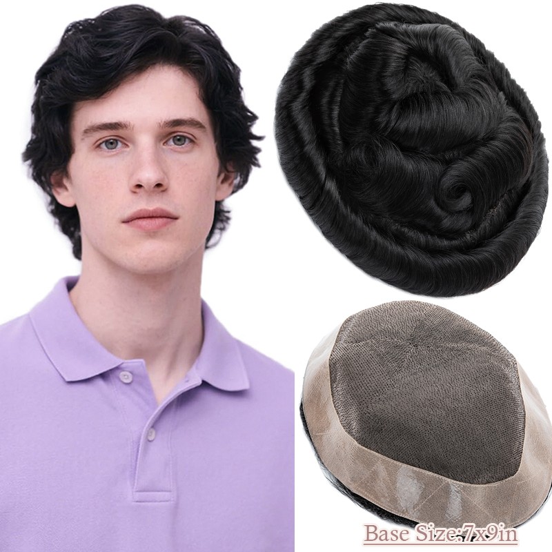 Mens Hair Replacement Ultra Thin Skin Toupee All Colors Hairpiece PU System Wigs