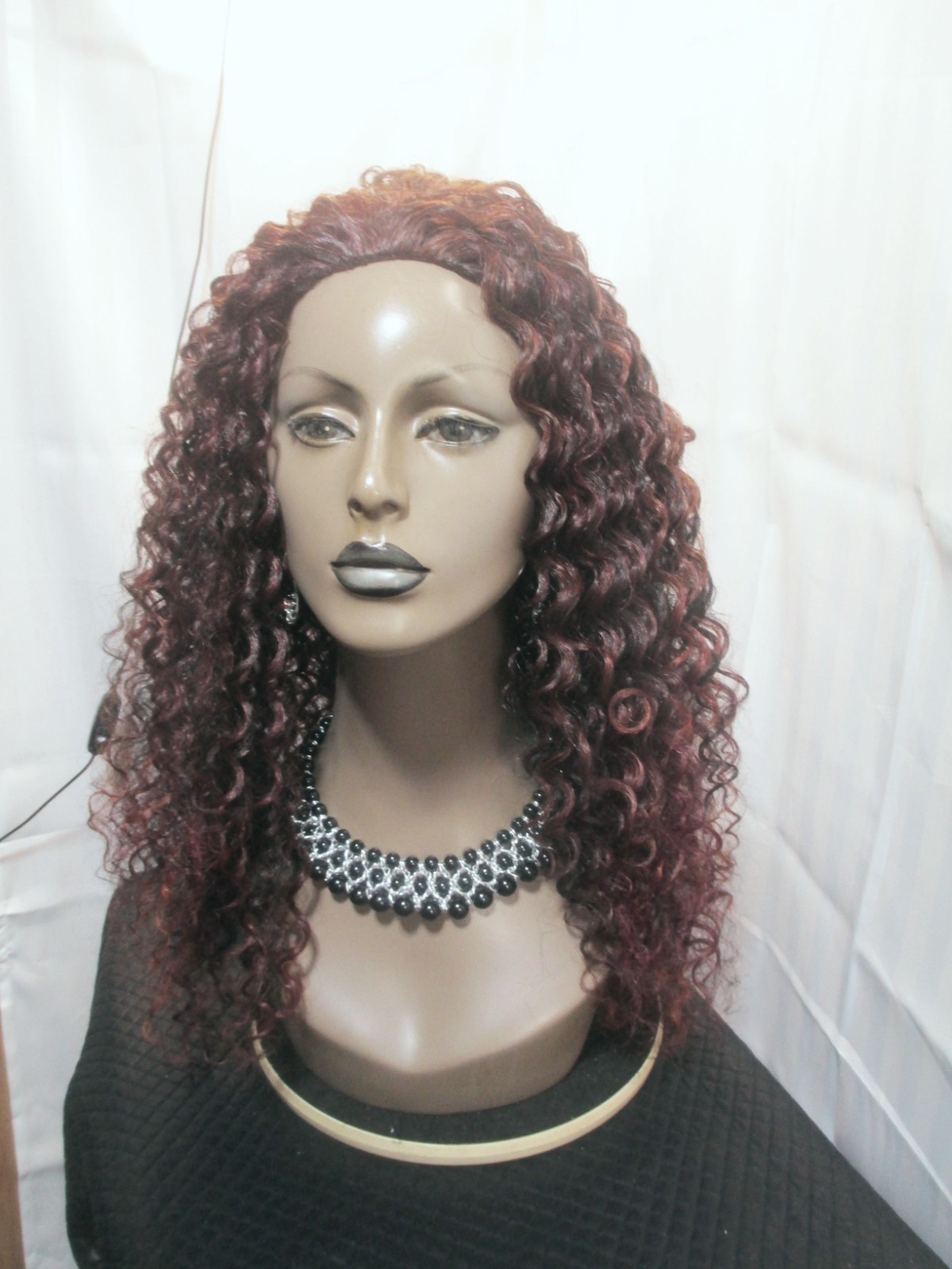 Outre converti-cap wig, long afro style black w/dark burg highlights NEW