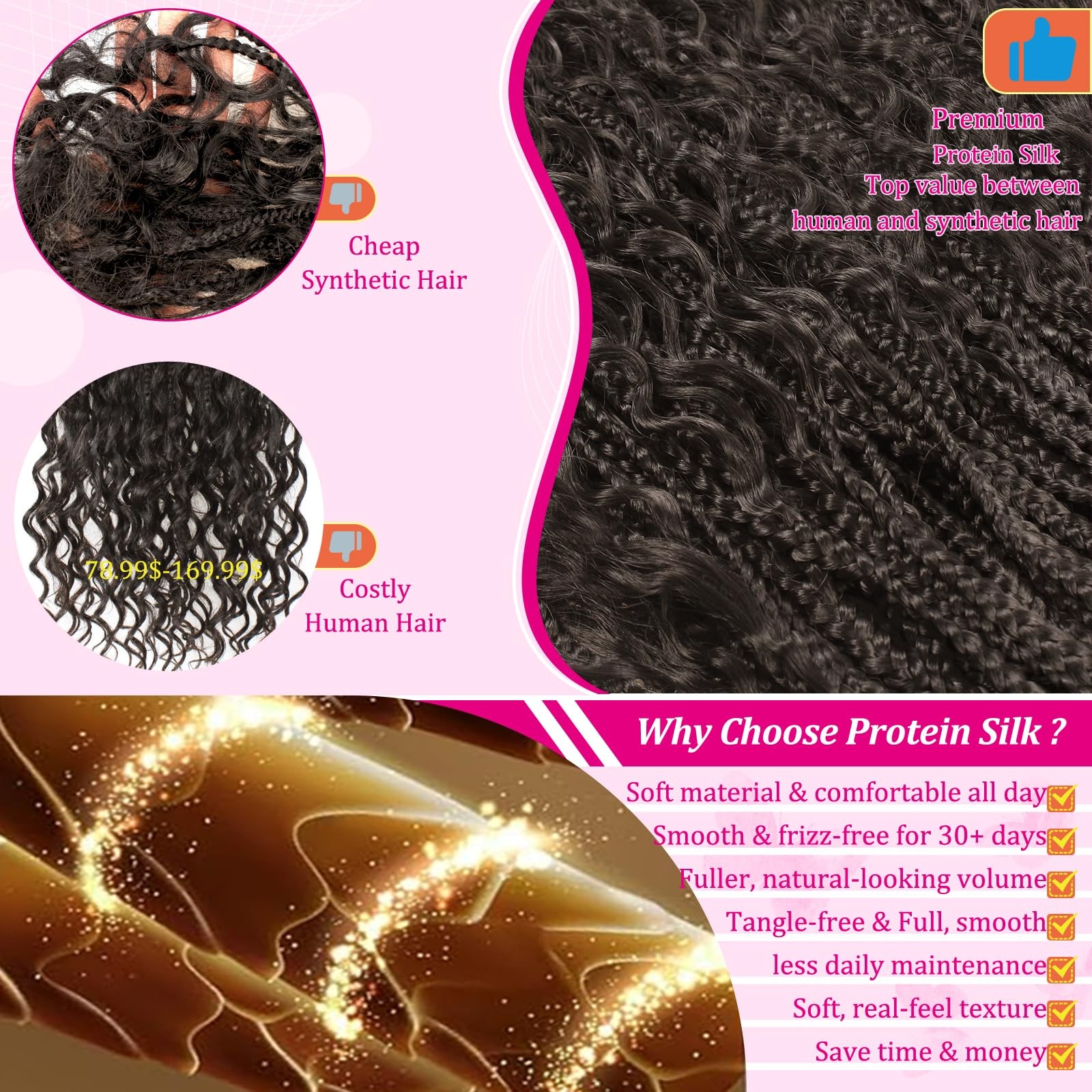 Haftaluv Boho Crochet Braids Pure Protein Fiber Close To Human Hair 18 Inch 3