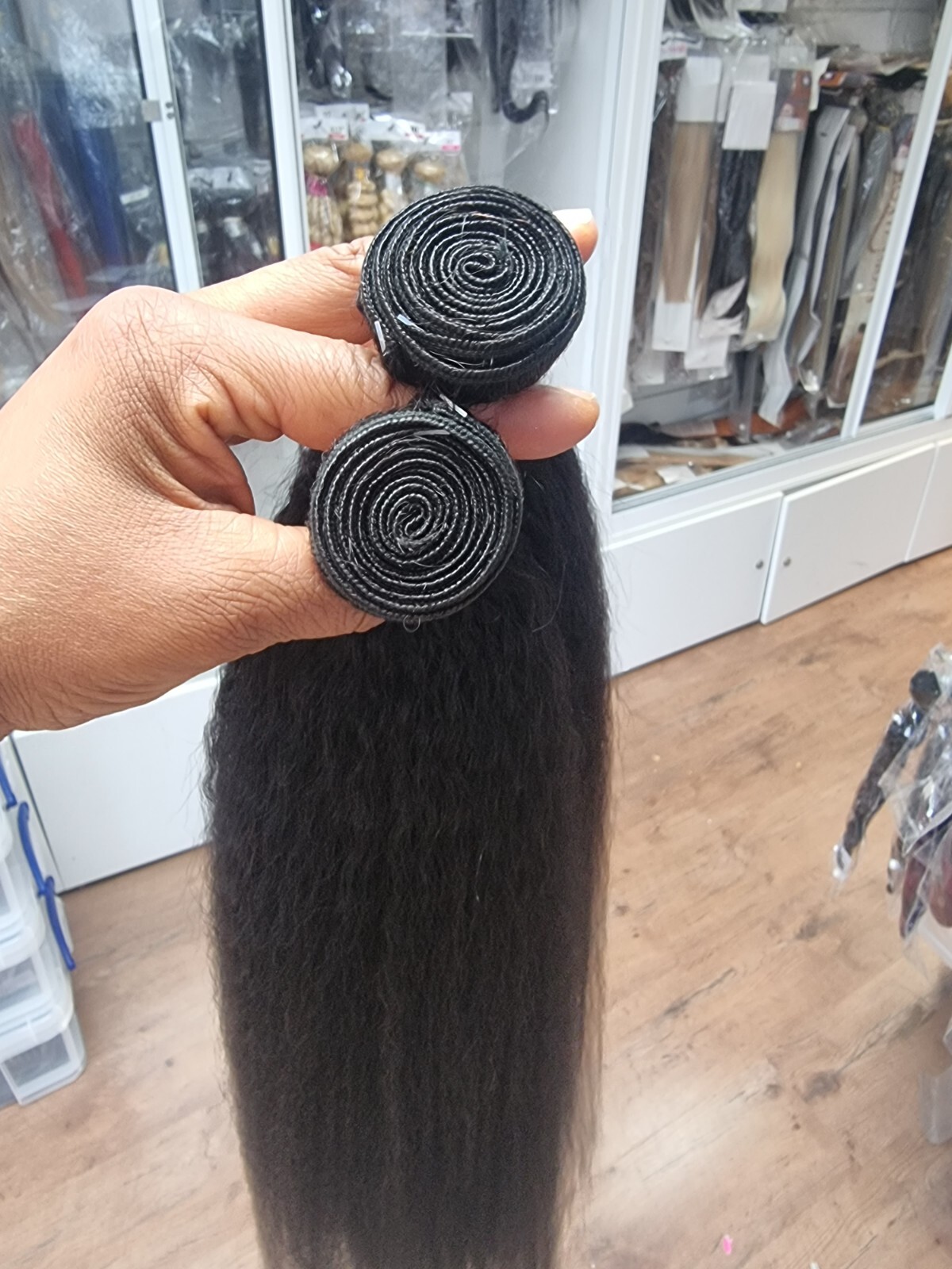 12A PERUVIAN VIRGIN HUMAN HAIR 22+22INCH KINKY STRAIGHT 200g 2BUNDLES NATURAL 1B