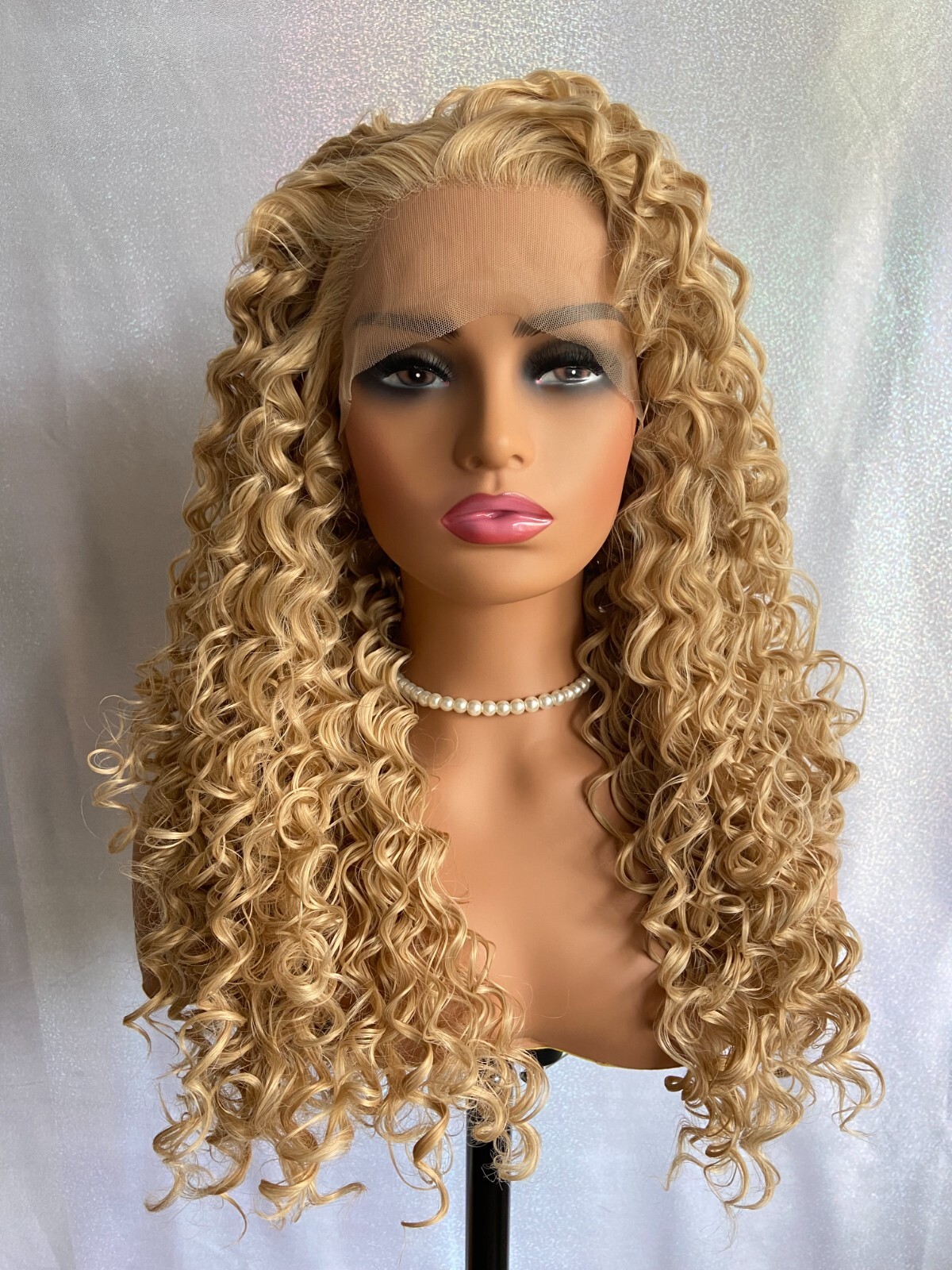 Heat Resistant Fiber Lace Front Wig Long Curly Blonde Heat OK 27-613 Women