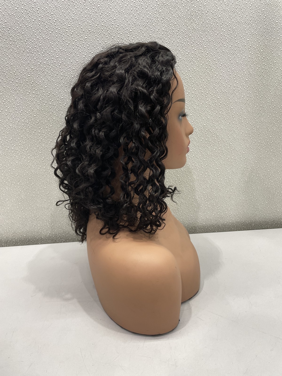 ISee Water Wave Natural Black Human Hair Half Wig 16″, Beginner Friendly