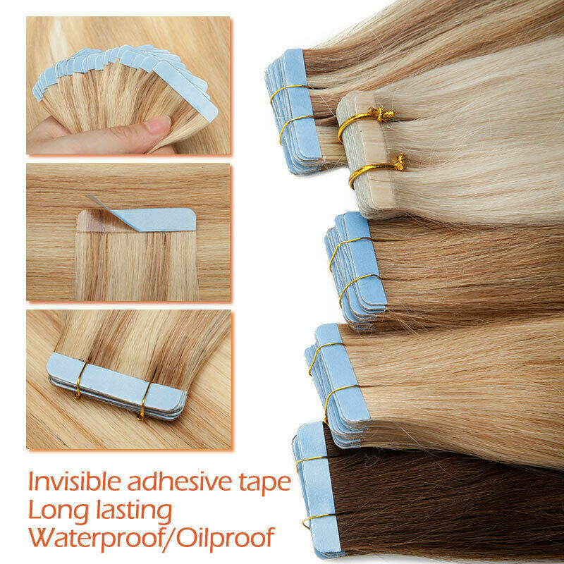16″-24″ Tape In Hair Extensions Skin Wefts Remy Indian Human Hair Highlight 12A