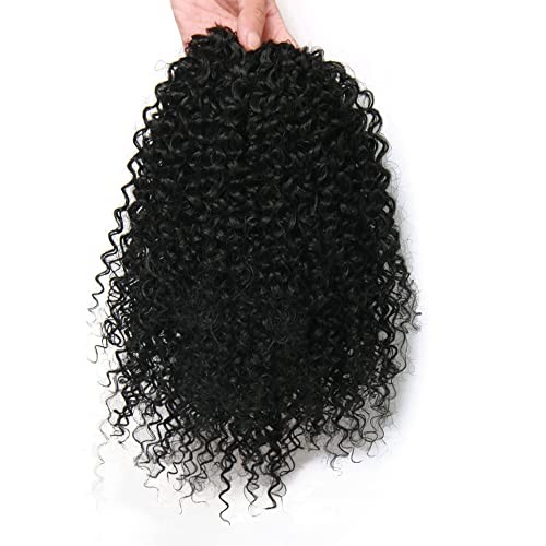 Short Afro Kinky Curly Ponytail Hair Piece for African American Black(1B)
