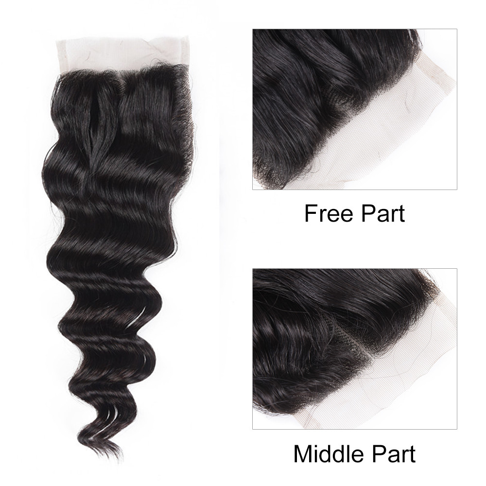 Brazilian Virgin Hair Loose Wave 3 Bundles 8″10″12″ With 10″ 4 by 4 Lace Closure