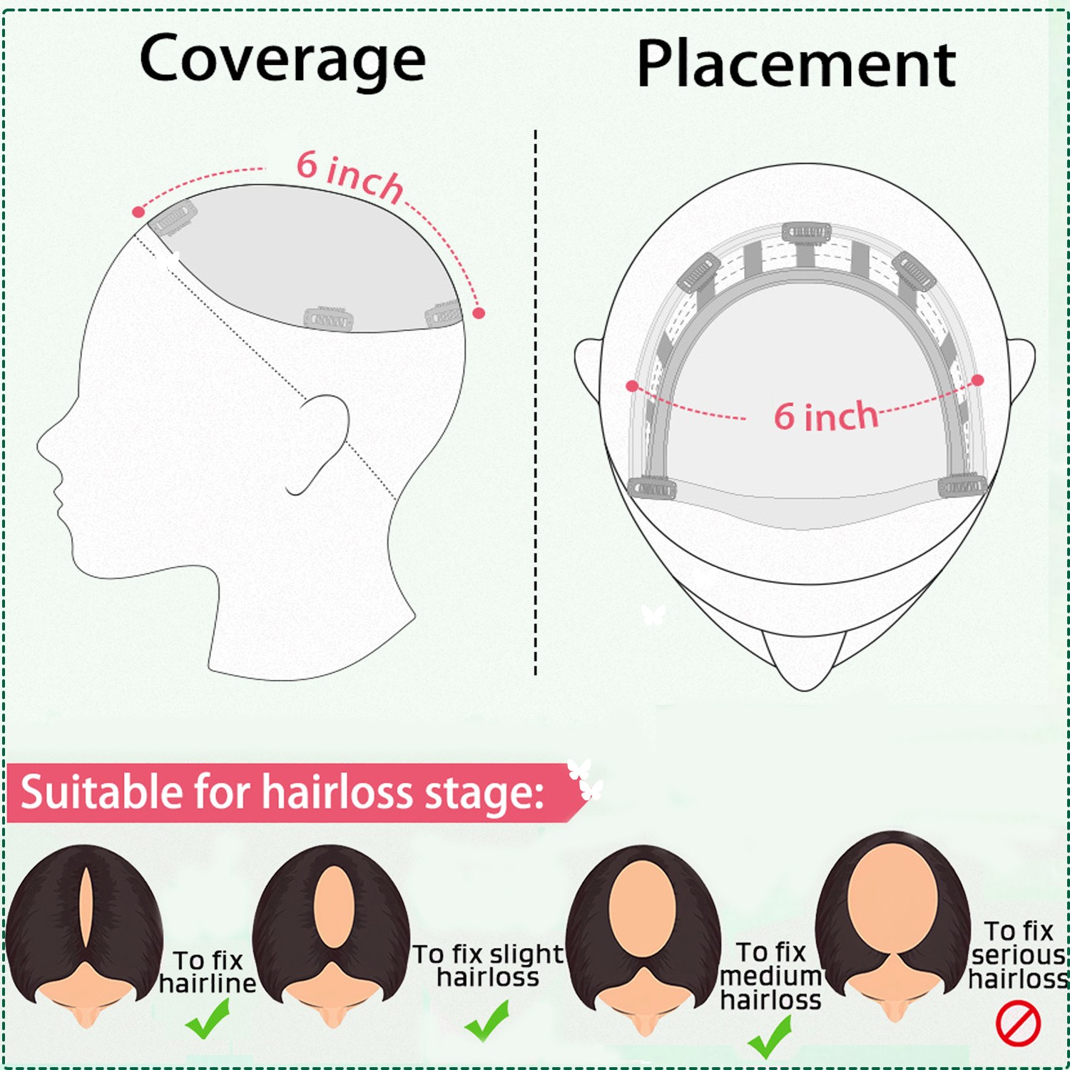 Clip In Topper Women Real As Human Hairpiece Synthetic Hair Topper Top Toupee US