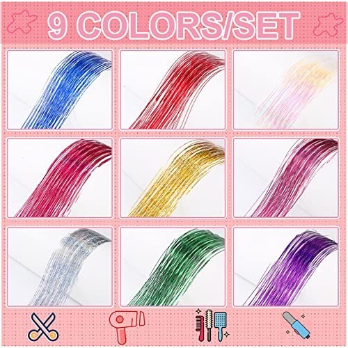 36 Pcs Clip-in Hair Tinsel Extensions – 19.6 Inch Glitter Clips for Parties, Ret